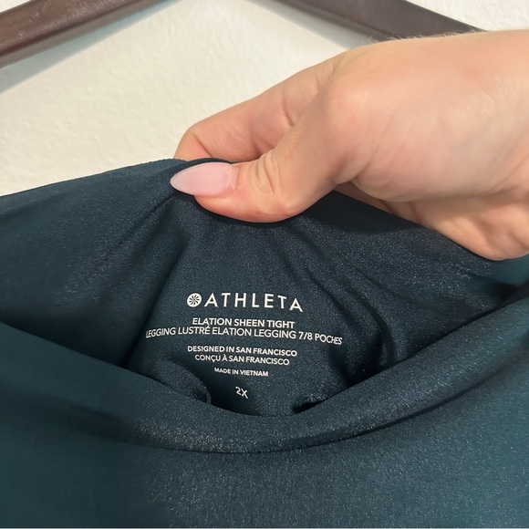 Athleta Elation Ultra High Rise Shine Tight in Dark Green Womens Size 2X - Picture 3 of 9